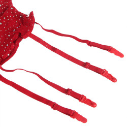 Subblime - 952181 Bodystocking Resille Avec Gants Et Diamants Rouge Taille Unique